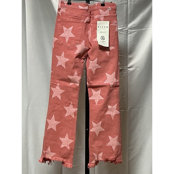 Risen Jeans Denim - RISEN Jeans 5/27 Peach Blossom Star Print Distressed Raw Hem NWT RDP5609
